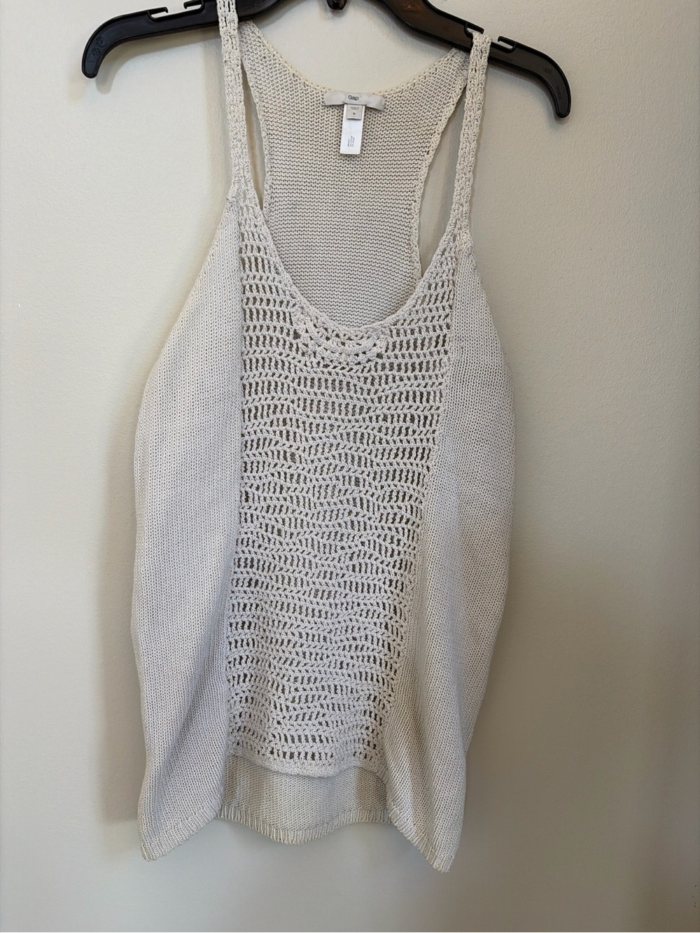 GAP Crochet-Front Racerback Tank Top - Cream
